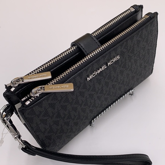 MICHAEL KORS LARGE X CHAIN SHOULDER TOTE & LARGE DOUBLE ZIP WALLET BLACK… - Picture 8 of 16